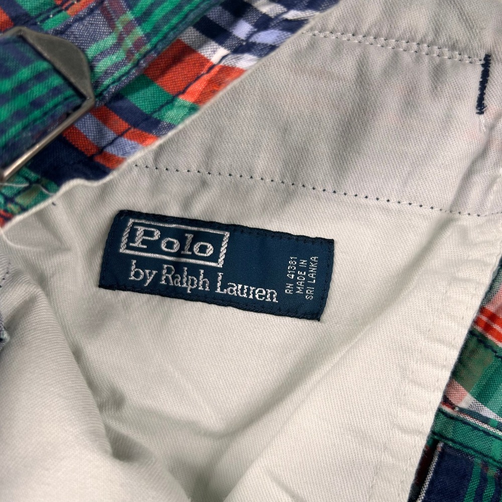 Vintage Polo Ralph Lauren Shorts Men 36 Green Plaid Cargo Cotton 90s Y2K Utility - Picture 4 of 12